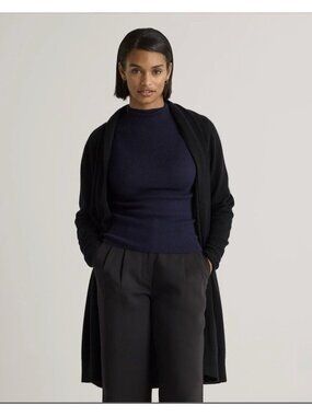 Quince Mongolian Cashmere Duster Cardigan Sweater Black Size M